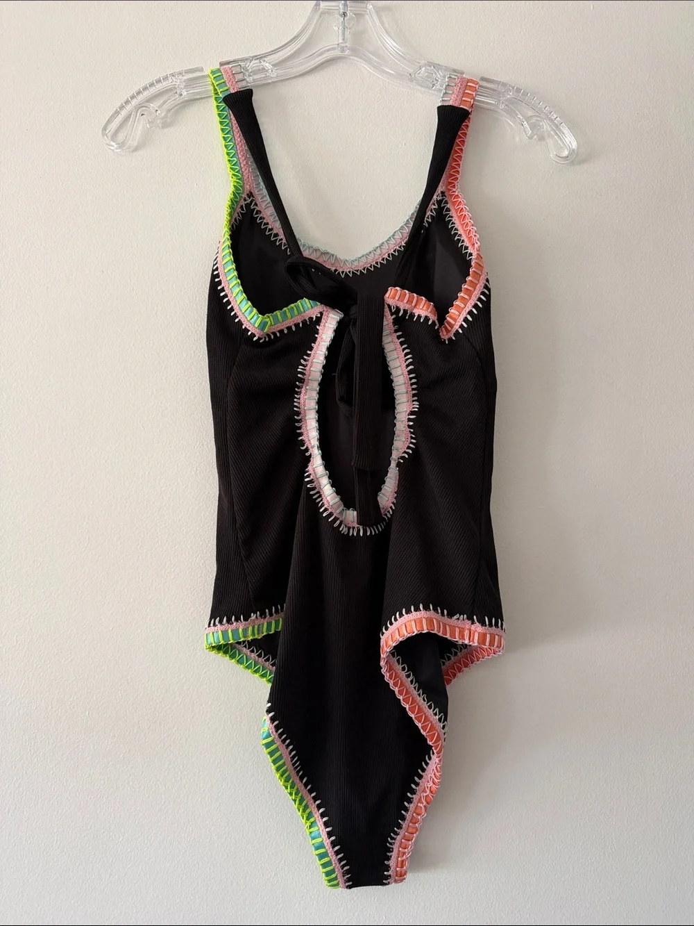 Platinum Swimwear Solange Ferrarini Neon Crochet Ribbed One Piece Swimsuit M